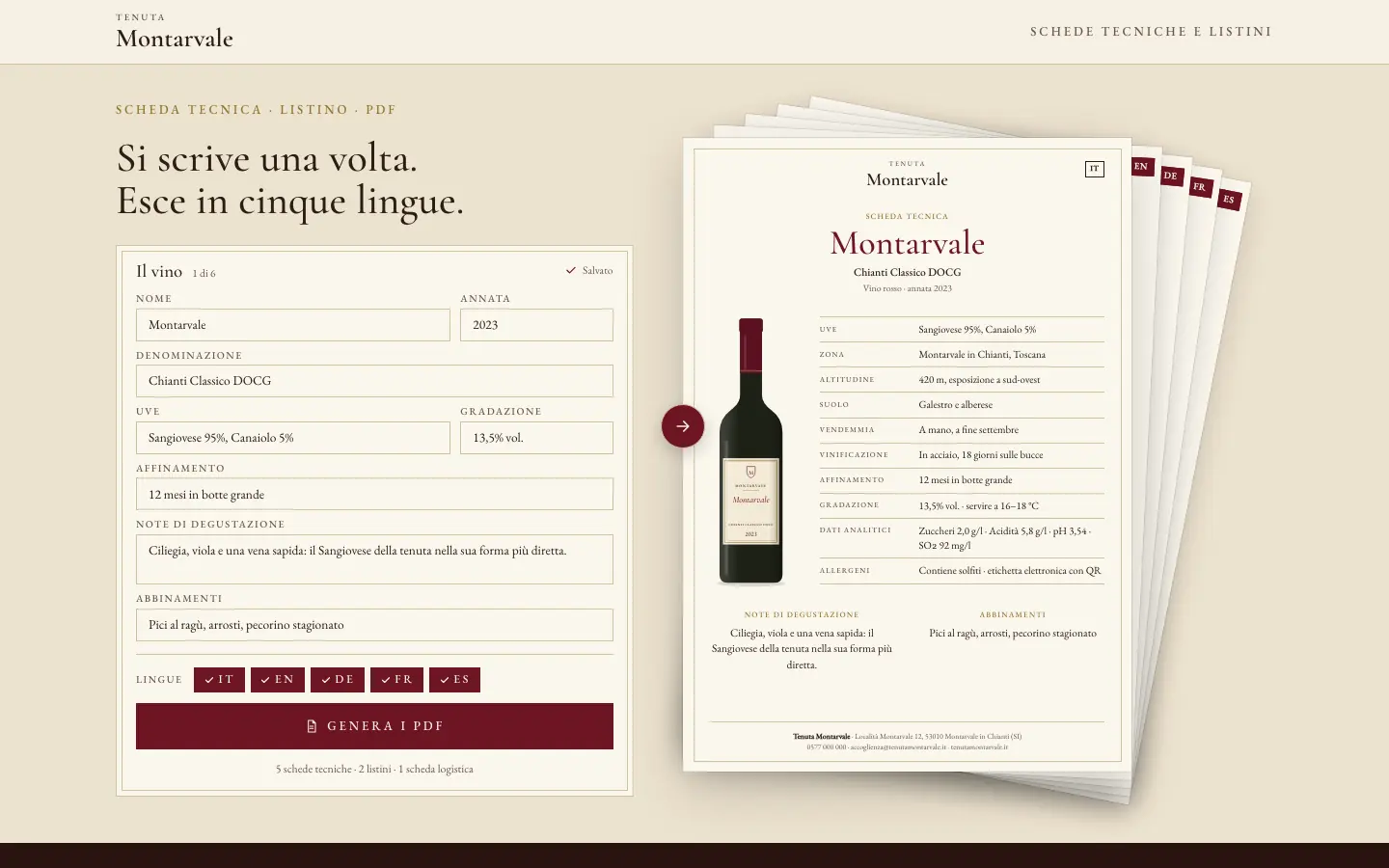 Il template «Podere» come si vede aprendolo