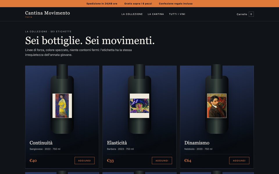 Il template Cantina Movimento come si vede aprendolo