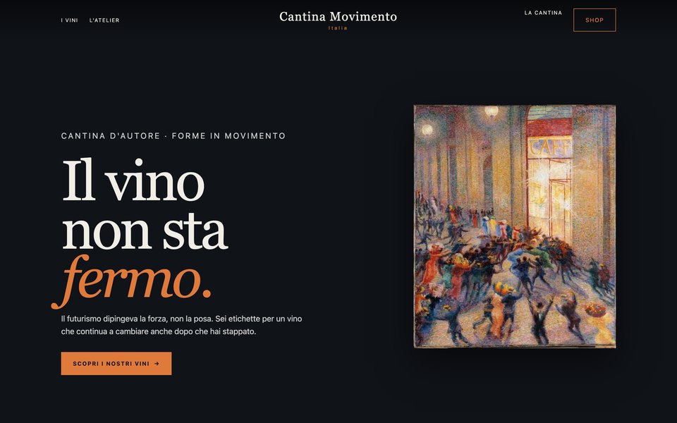 Il template Cantina Movimento come si vede aprendolo