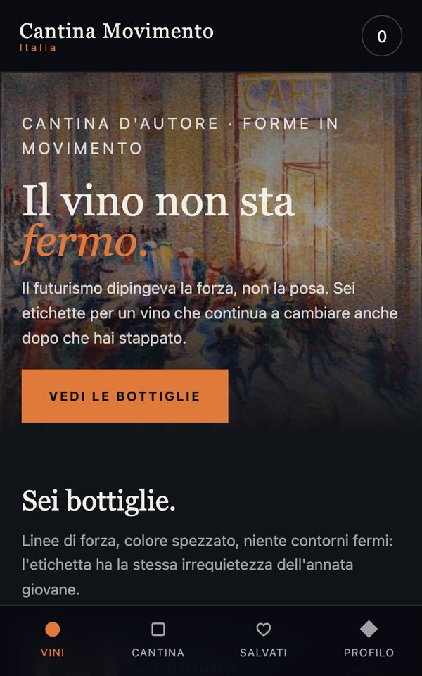 Il template Cantina Movimento come si vede aprendolo