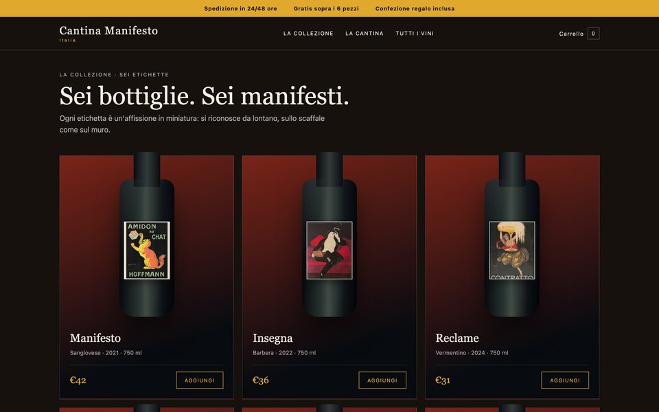 Il template Cantina Manifesto come si vede aprendolo