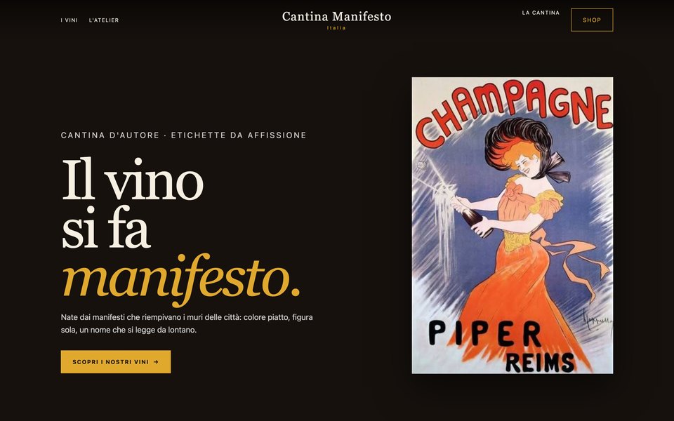 Il template Cantina Manifesto come si vede aprendolo