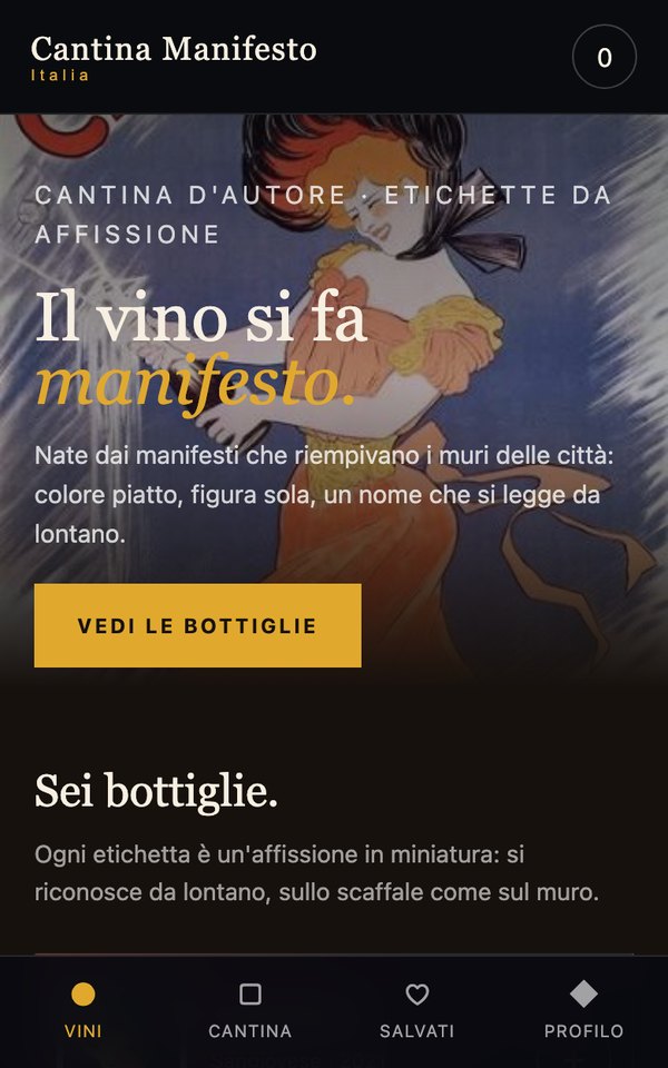 Il template Cantina Manifesto come si vede aprendolo