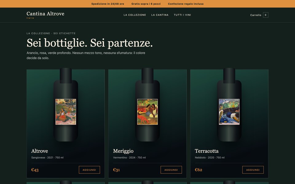 Il template Cantina Altrove come si vede aprendolo