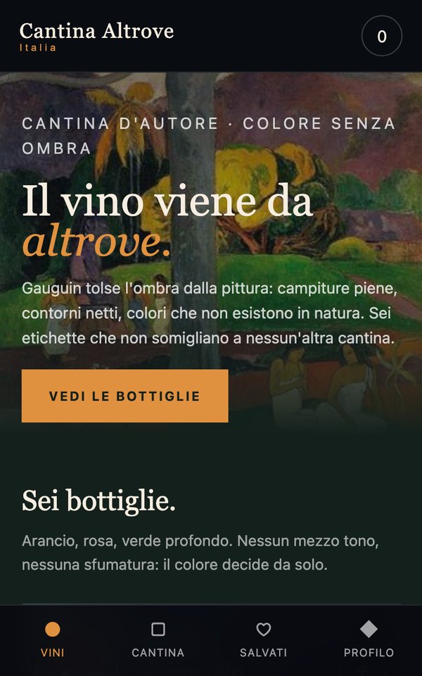 Il template Cantina Altrove come si vede aprendolo