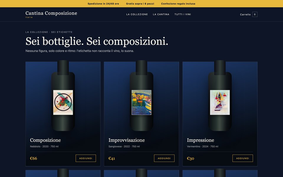 Il template Cantina Composizione come si vede aprendolo