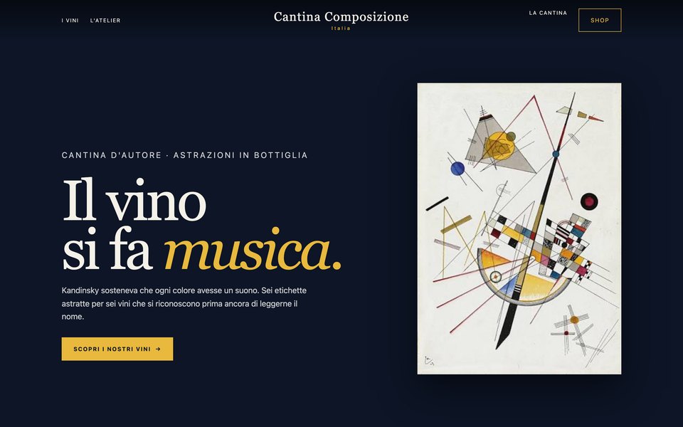 Il template Cantina Composizione come si vede aprendolo