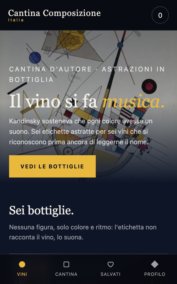 Il template Cantina Composizione come si vede aprendolo