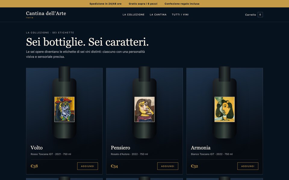 Il template Cantina dell'Arte come si vede aprendolo