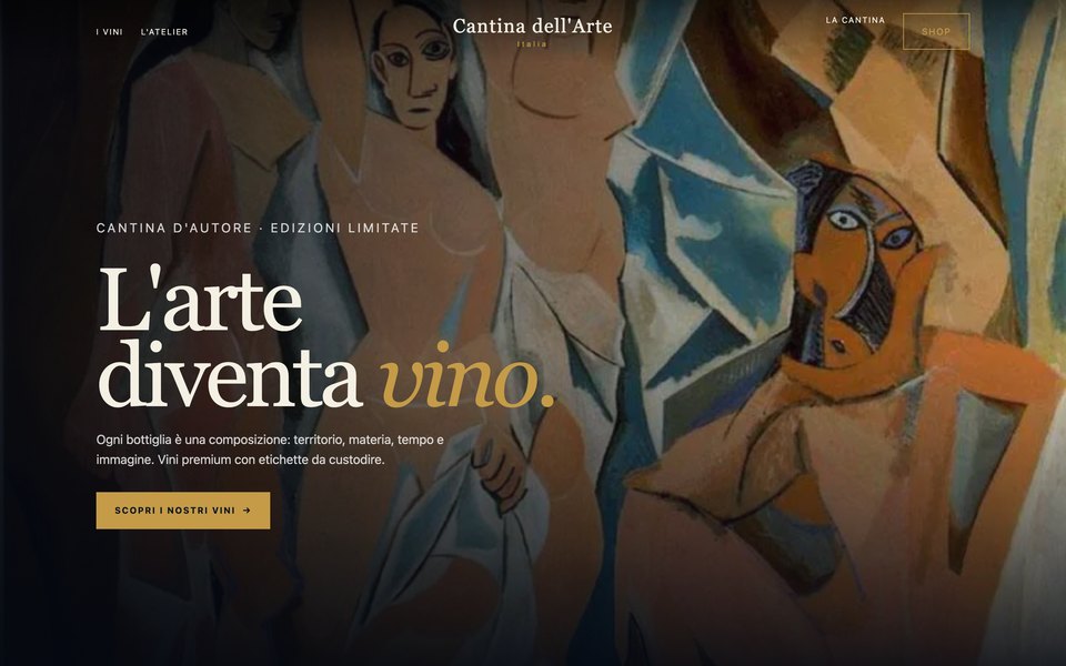 Il template Cantina dell'Arte come si vede aprendolo