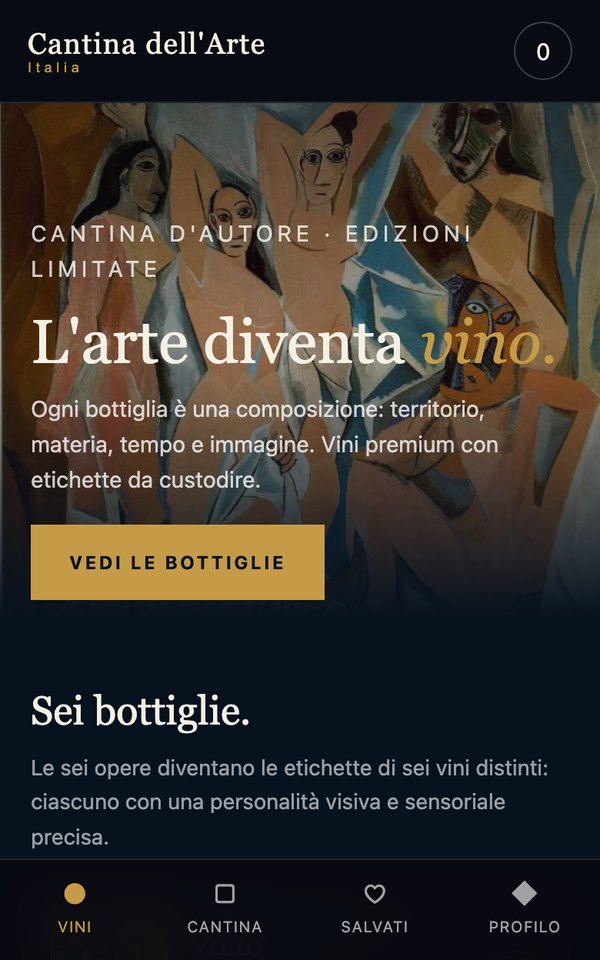 Il template Cantina dell'Arte come si vede aprendolo