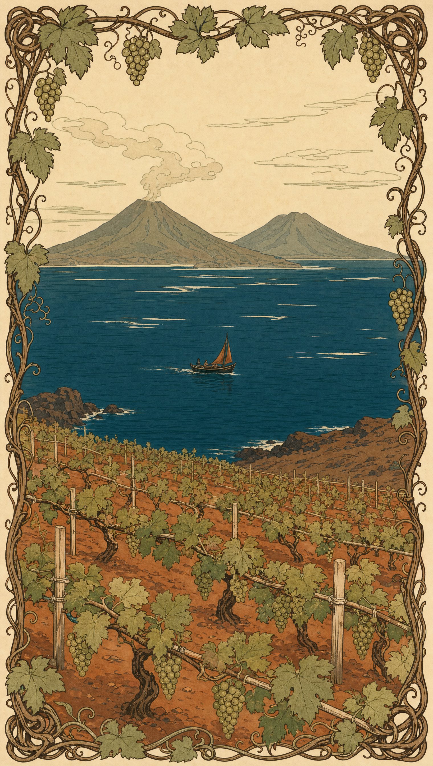 Pannello Liberty originale: le isole vulcaniche, figura della pagina connetti