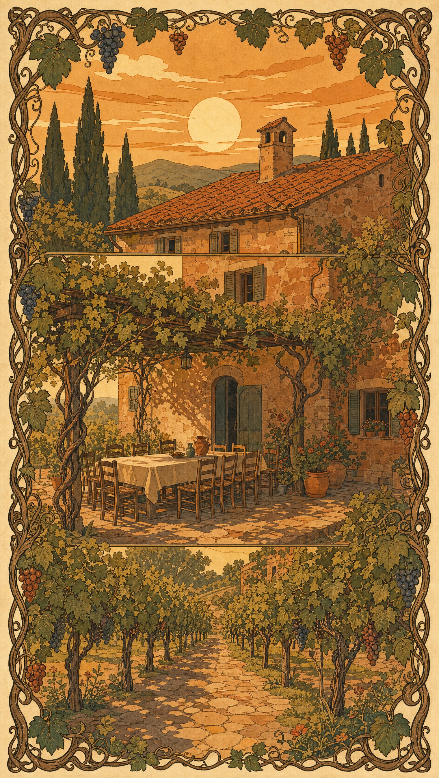 Pannello Liberty originale: l'agriturismo tra le vigne, figura della pagina enoturismo