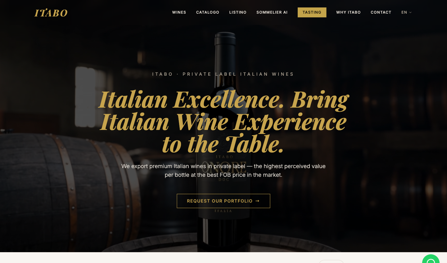 Il sito B2B costruito per la cantina ITABO